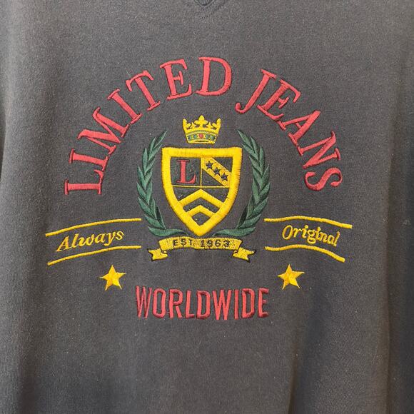 Vtg 90s Limited Too Crewneck Sweatshirt Size 16 Preppy Crest Academia Embroider - Picture 3 of 7